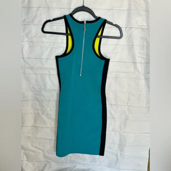 BEBE dress neon green and blue bodycon dress size small women’s dress - Picture 2 of 8